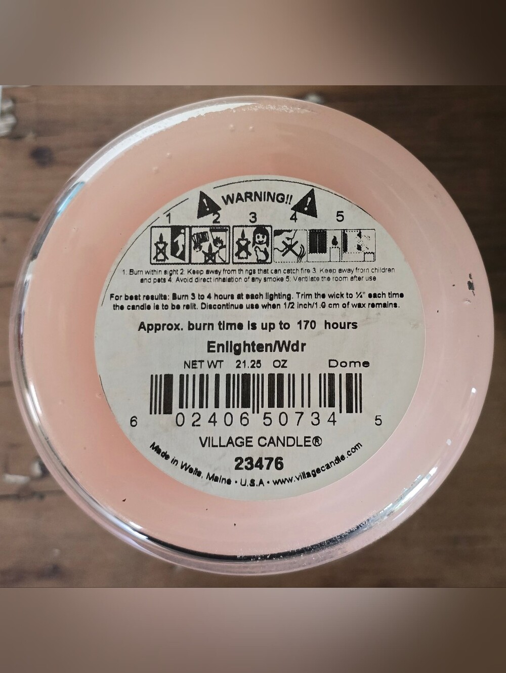 Village Candle ENLIGHTEN Large Jar 21.25 oz Spa Scented Candle Discontinued NEW - Picture 3 of 3